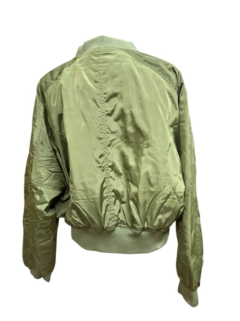 Reserve Fairfax Large Cropped Quilted Bomber Jacket - Olive Green - Picture 5 of 8